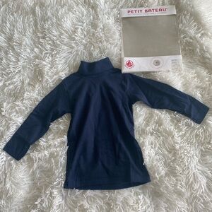 Petit Bateau Navy Blue Turtle Neck Kids Shirt